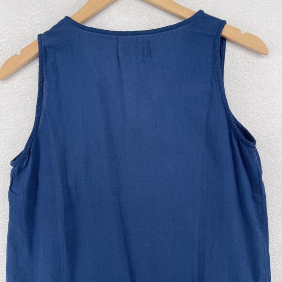 EVYS TREE Tank Top XS Loni Floral V-Neck Ruffle Hem Boho Peasant Cotton Blue - Picture 3 of 12